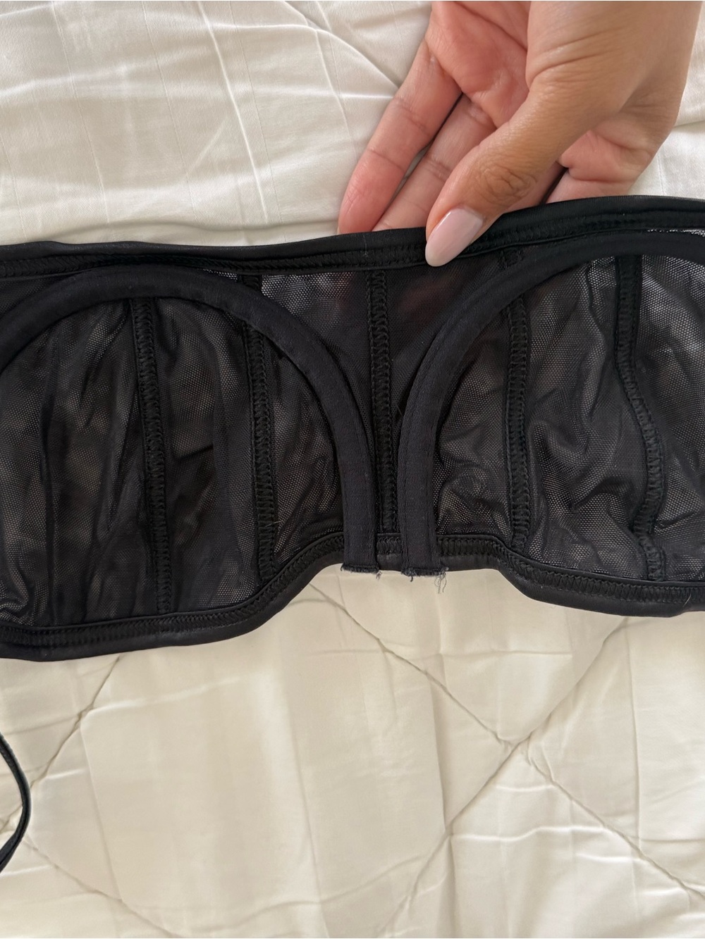 Sheer Underwire Mesh Balconette Bra in Black - Picture 4 of 5